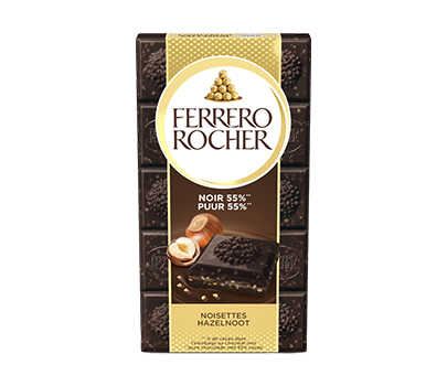 Reep van 55% pure chocolade met hazelnoot