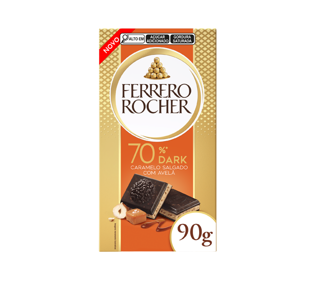 Tablete Dark 70% Caramelo Salgado com Avelã