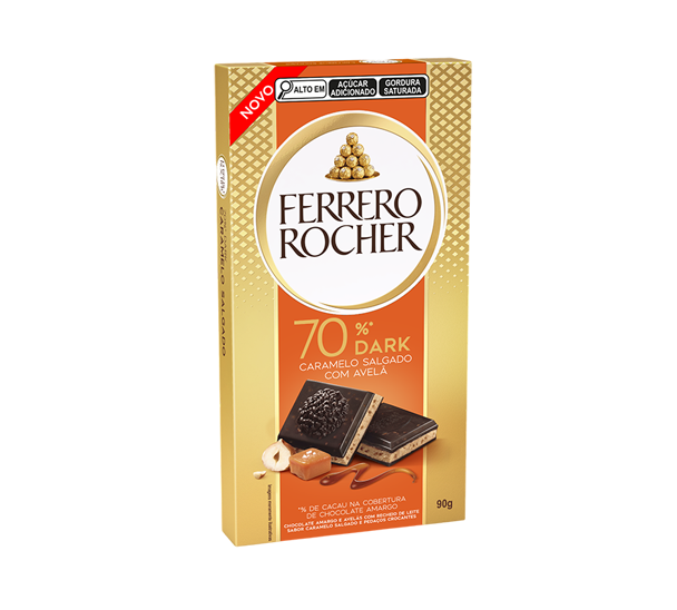 Tablete Dark 70% Caramelo Salgado com Avelã