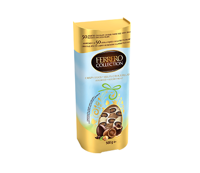 Boîte cylindrique renfermant un assortiment d’œufs Ferrero Collection®