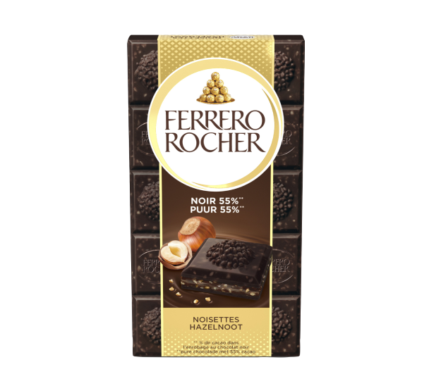 Tablette Ferrero Rocher Au Chocolat Noir 55% Aux Noisettes
