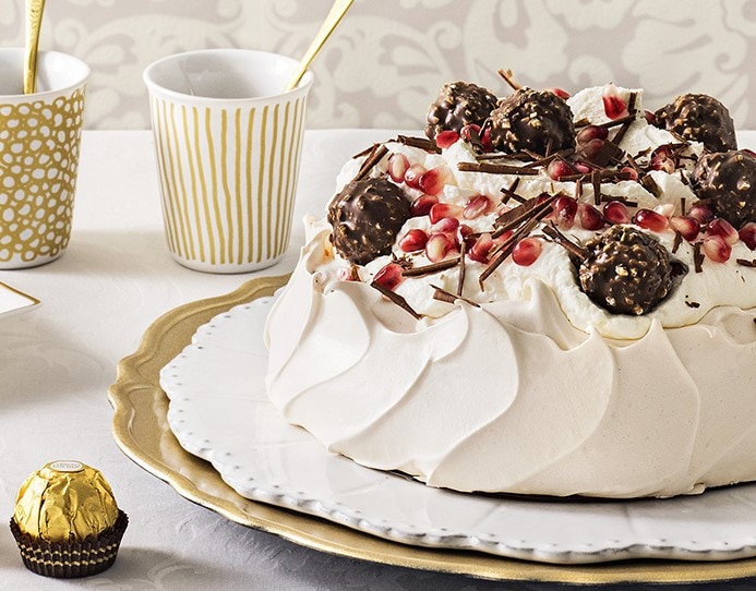 Ferrero Rocher pavlova with pomegranate