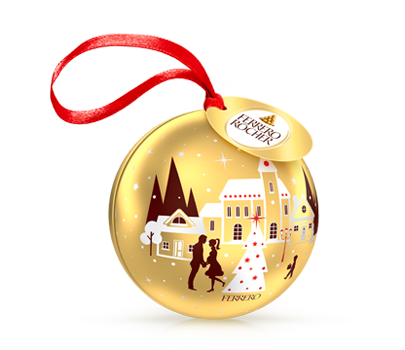 Ambalaj cadou glob Ferrero Rocher cu 3 bucati