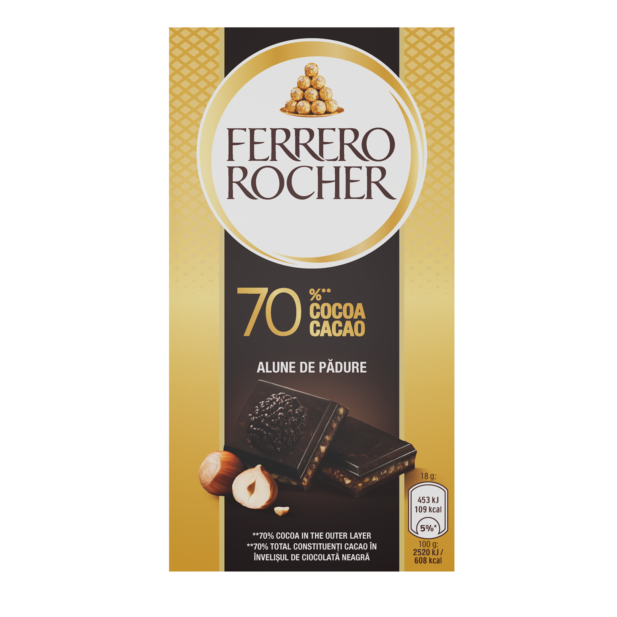 Tableta de Ciocolata Neagra 55% cu Alune de Padure