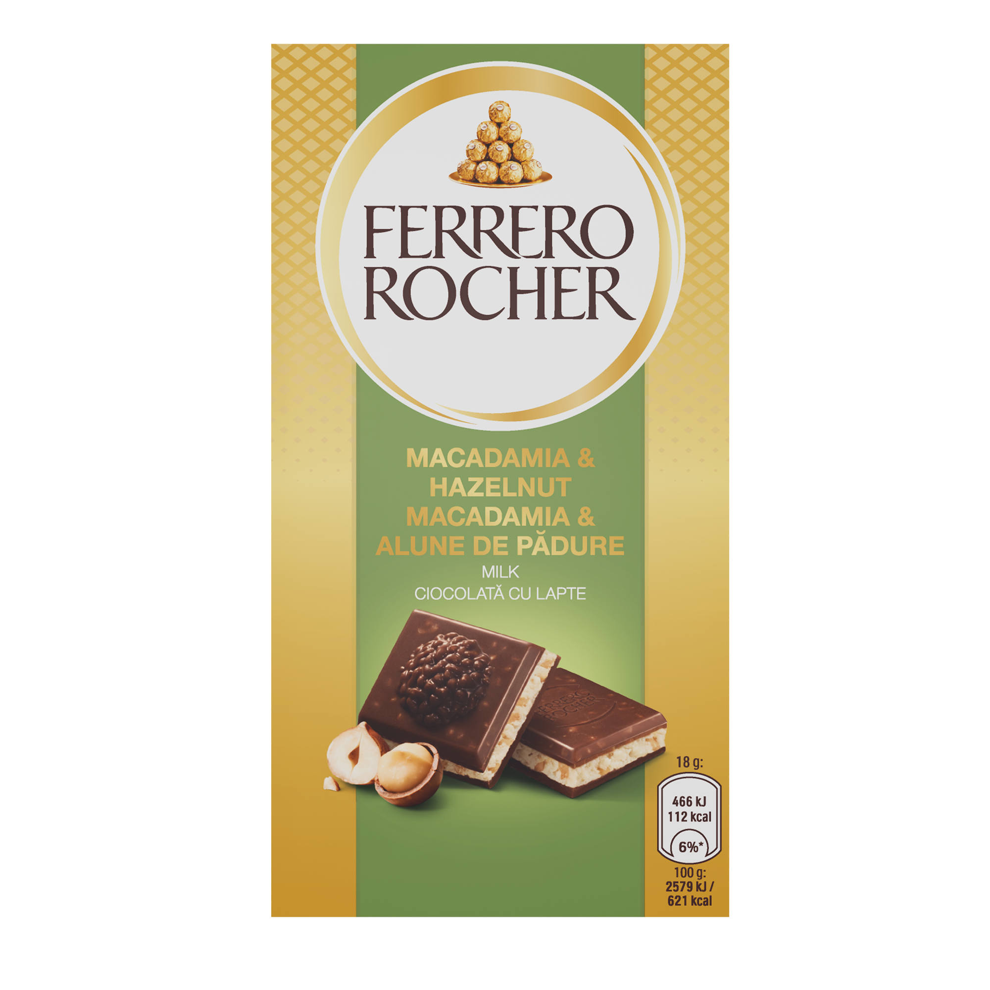 TABLETĂ DE CIOCOLATĂ CU NUCI DE MACADAMIA ȘI  ALUNE DE PĂDURE 