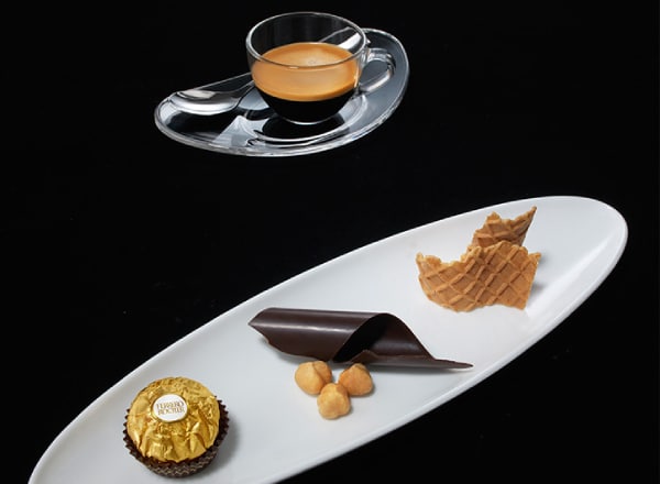 Café Gourmand with Slivers of Chocolate & Wafer