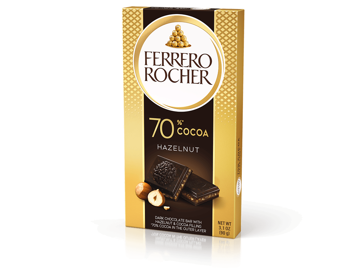 Ferrero Rocher® Dark 70% Chocolate Bar With Hazelnut Dx